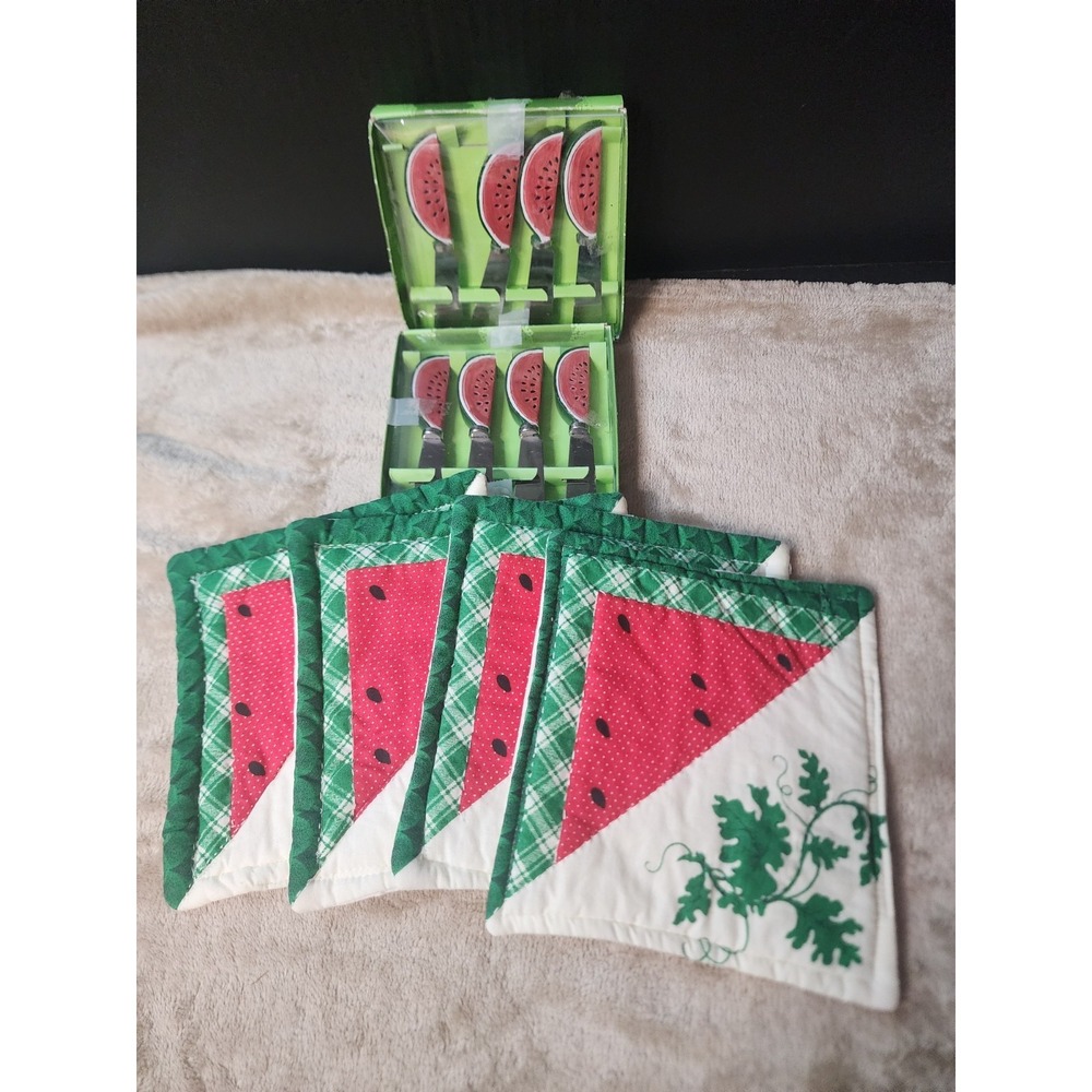 Pack Of 4 Watermelon Spreaders, Stainless X2 Quilted Potholders X4 NEW